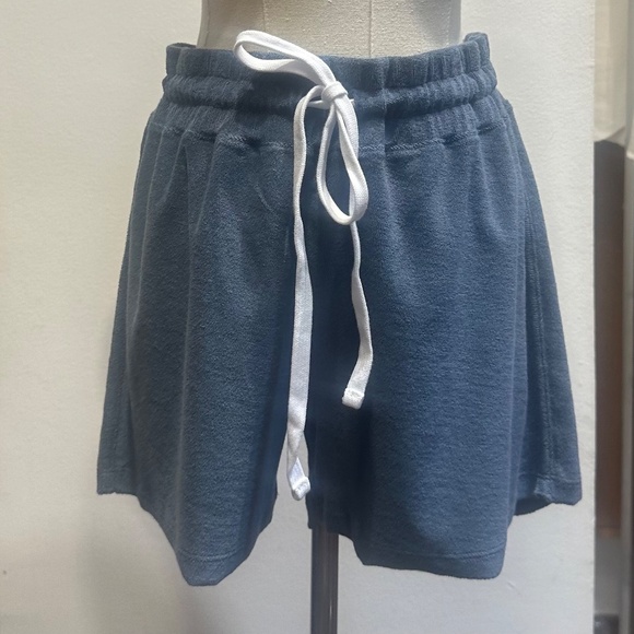 🩳Riviera Ready • Erin Gray Toweling Shorts in Slate Blue • Boutique Chic NWT - Picture 5 of 5